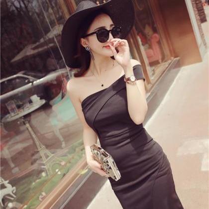 One Shoulder Knee Length Bodycon Dress Featuring..