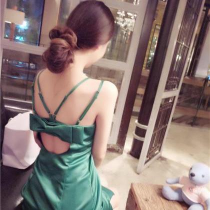 Summer Bowknot Hollow Out Backless Party Dress