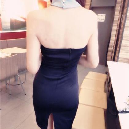 Sexy Backless Dew Shoulder Bodycon Dress