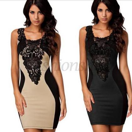 Sexy Lace Leather Contrast Color Bo..