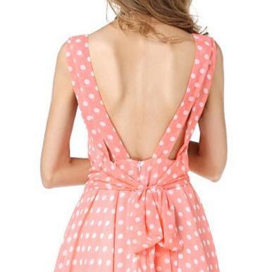Lovely Pink Backless Wave Point Party Dress