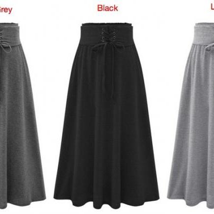 Women's Long Midi Skirt With Elastic..