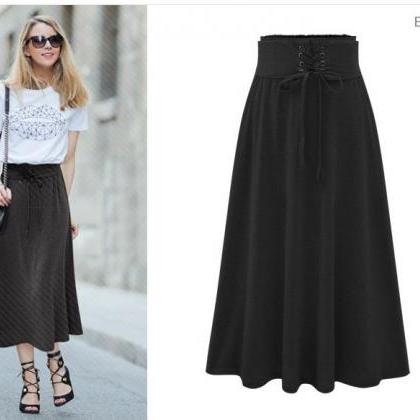 Women's Long Midi Skirt With Elastic..
