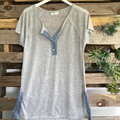 Style Short Sleeve Micro Through Open Fork T-shirt