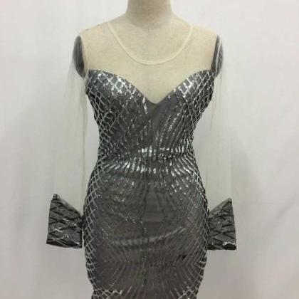 Sequins Net Yarn Splicing Short Bodycon Dress