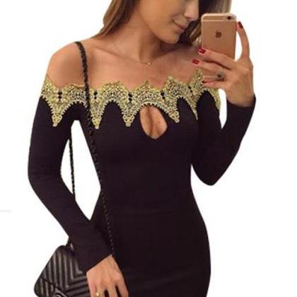 Sexy Off Shoulder Long Sleeve Bodycon Dress