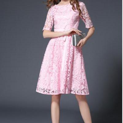 Half Sleeves Print Knee-length Embroidery Lovely..