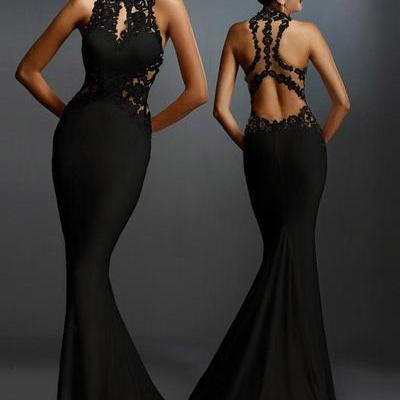 Pure Color Bodycon Mermaid Backless Long..