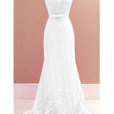 Pure Color Lace V-neck Sleeveless Long Party Dress