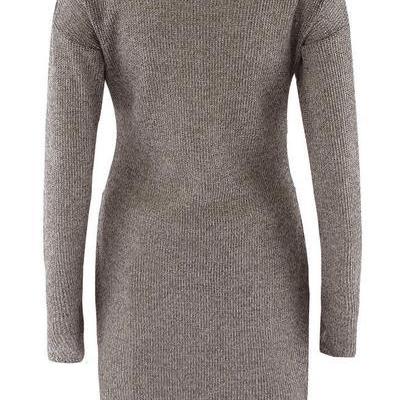 Pure Color Long Sleeves V-neck Long Sweater