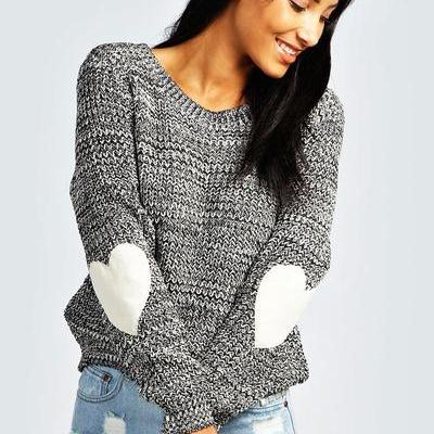 Scoop Long Sleeves Print Regular Sweater