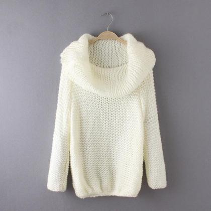 High Neck Long Sleeves Pure Color R..