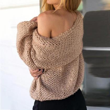 High Neck Long Sleeves Pure Color R..