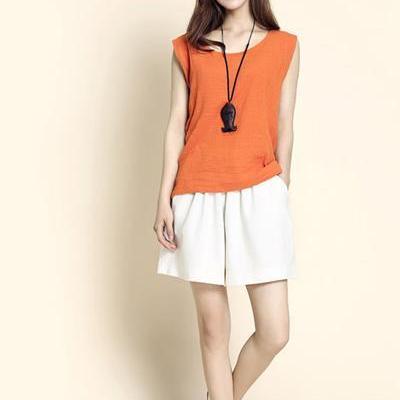 Casual Pure Color High Waist Loose Shorts