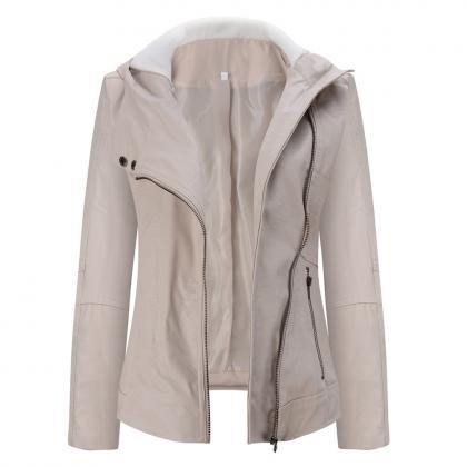 Fashion Hooded Long-sleeved Pure Color..