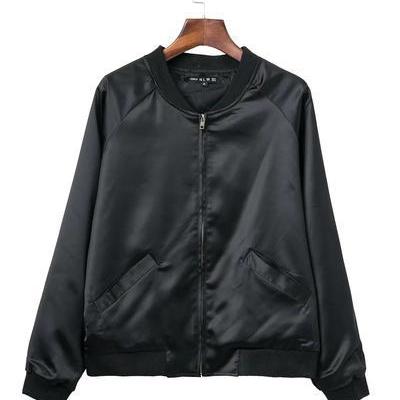 Solid Color Stand Collar Short Sports Jacket Coat