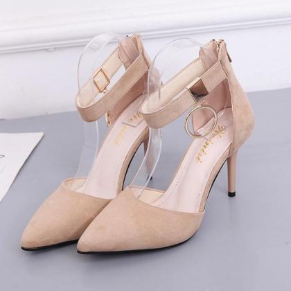 Decorate Pointed Toe Ankle Wrap Stiletto High..