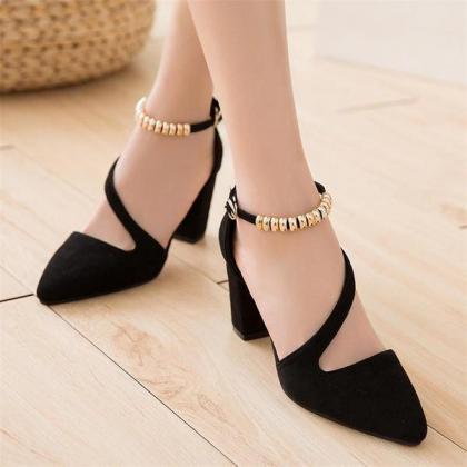 Pointed Toe Ankle Beadings Wrap Low..