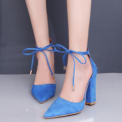 Pointed Tow High Chunky Heels Ankle..