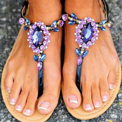 Pu Flat Peep-toe Slipper Thong Sandals（sold..
