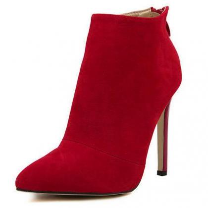Faux Suede Pointed-Toe High Heel An..