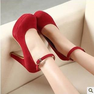Round Toe Low Cut Ankle Wrap Stiletto High Heels