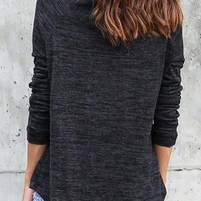 High Neck Long Sleeves Casual Loose Blouse