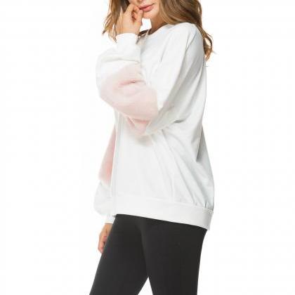 Patchwork Round Collar Long Sleeves Loose..