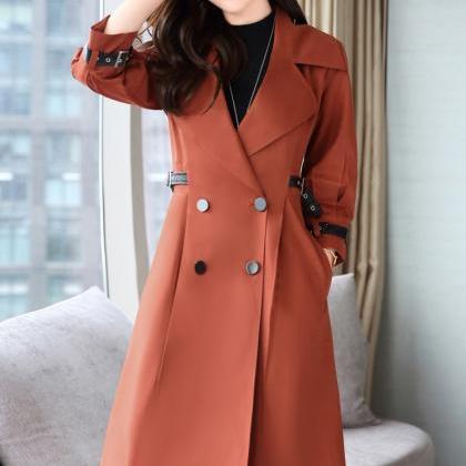 Doulble Breasted Long Sleeves Lapel..