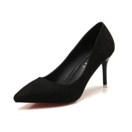 Faux Suede Pointed Toe High Heel Pumps