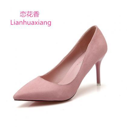 Faux Suede Pointed Toe High Heel Pumps