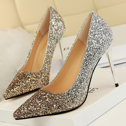 Ombre Glitter Pointed-toe High Heel Stilettos, Party Heels on Luulla