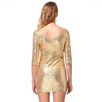 Shinning Backless Sequined Short Party Bridesmaid..