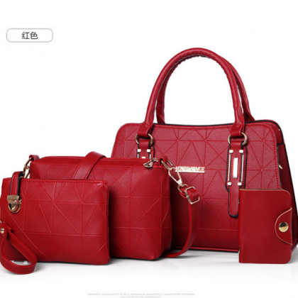 Graceful Concise Solid Color Women Bag Set