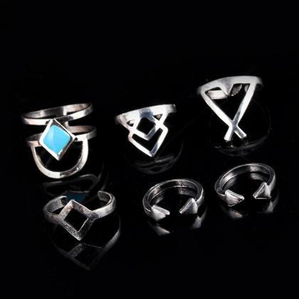 Diamond Arrow Turquoise 6 Pieces Of Each Ring Set