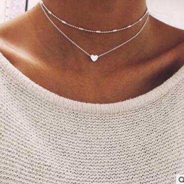 Hearts Multilayer Copper Clavicle Necklace