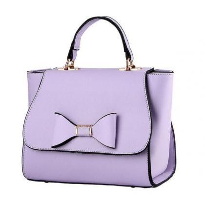 Front Flap Tote Bag, Handbag With Bow Accent