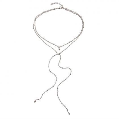 Contracted Double Long Alloy Necklace