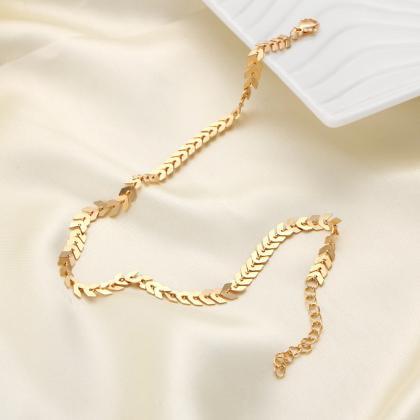 Fashion Fishbone Sequins Short Necklace