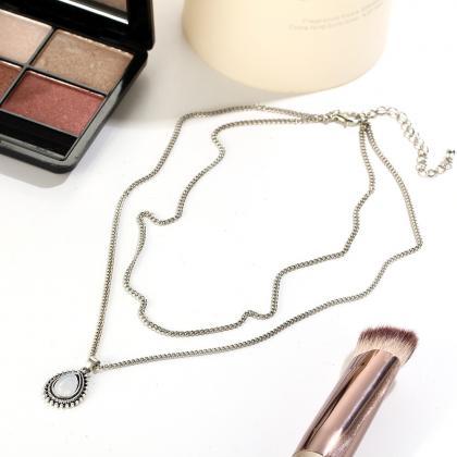 Retro Multiple Water Crystal Pendant Necklace