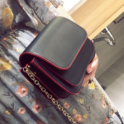 Korean Style Solid Color Chain Crossbody Bag