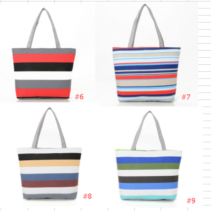 Colourful Striped Canvas Tote Bag