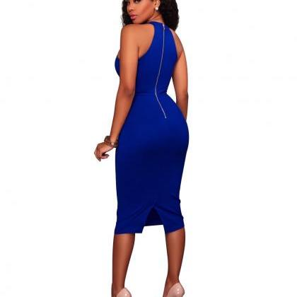 Bandage Hollow Out Halter Mini Bodycon Party Dress