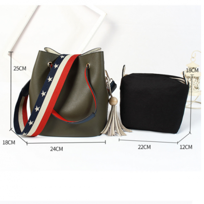 Casual Color Block Tassel Adornment Crossbody Bag