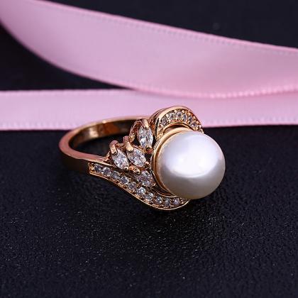 Fashion Gold-plated Simulation Of Pearl Ring
