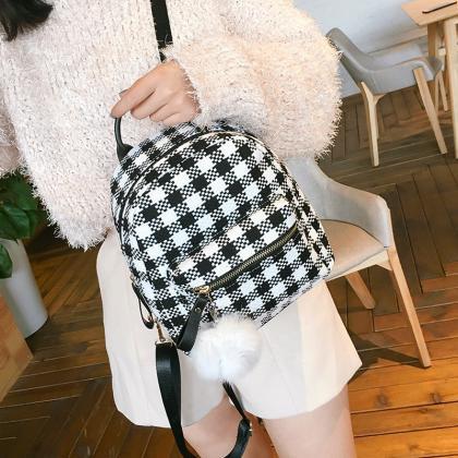 Casual Plaid Pattern Women Backpack