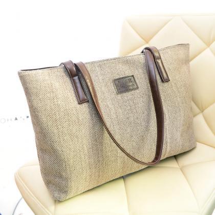Simple Solid Color Linen Shoulder Bag