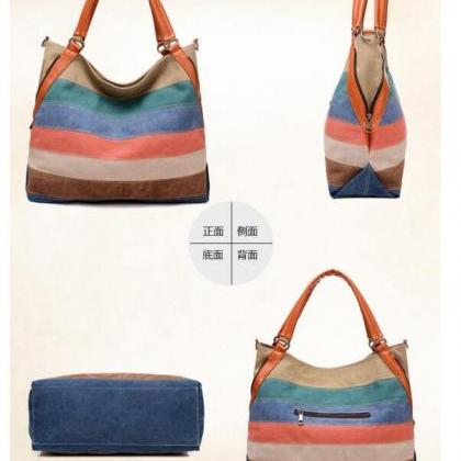Rainbow Color Women's Canvas Bag