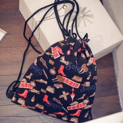 Simple Drawstring Canvas Backpack