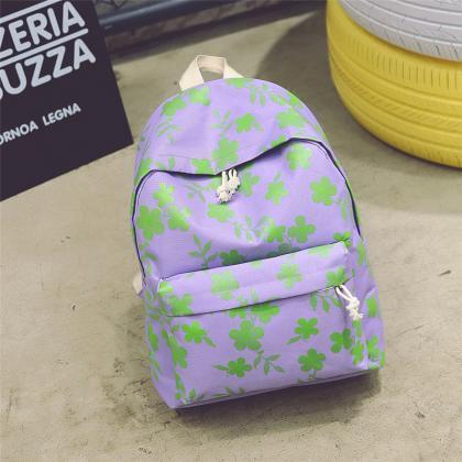 Simple Floral Printing Oxford Backpack